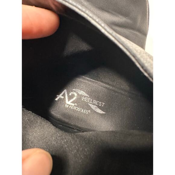 Aerosoles A2 Gravity Heelrest Booties Ankle Boots Black Vegan Leather Comfort 9 - Picture 3 of 7